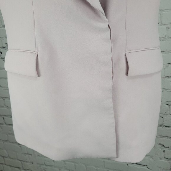 Zara Pale Pastel Pink Buttoned Lined Collared Blazer Vest Jacket Size Medium M - Picture 11 of 16